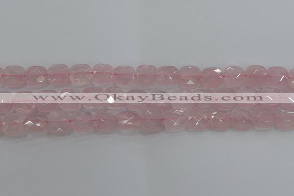 CRQ155 15.5 inches 12mm faceted square natural rose quartz beads