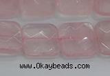 CRQ156 15.5 inches 15mm faceted square natural rose quartz beads