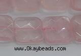 CRQ157 15.5 inches 18mm faceted square natural rose quartz beads