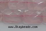 CRQ167 15.5 inches 15*20mm faceted rectangle natural rose quartz beads