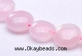 CRQ18 8*14mm flat round natural rose quartz beads wholesale