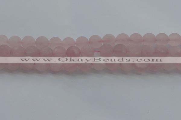 CRQ184 15.5 inches 12mm round matte rose quartz beads wholesale