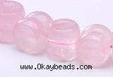 CRQ19 12*12mm dumbbell-shaped natural rose quartz bead Wholesale