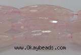 CRQ195 15.5 inches 10*30mm faceted rice natural rose quartz beads