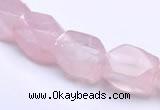 CRQ20 faceted brick shape natural rose quartz beads Wholesale