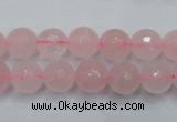 CRQ264 15.5 inches 10mm faceted round rose quartz beads