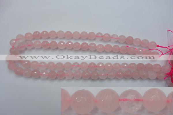 CRQ264 15.5 inches 10mm faceted round rose quartz beads