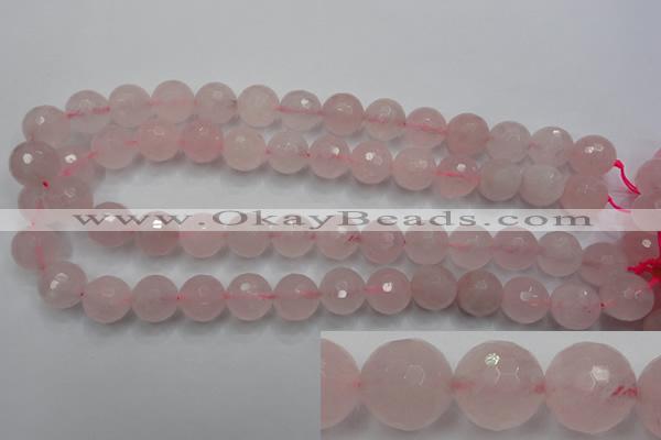 CRQ268 15.5 inches 14mm faceted round rose quartz beads