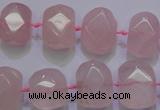 CRQ274 10*13mm – 15*17mm faceted nuggets rose quartz beads