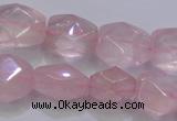 CRQ275 12*15mm – 15*19mm faceted nuggets rose quartz beads