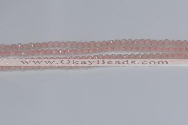 CRQ288 15.5 inches 4mm faceted round rose quartz gemstone beads