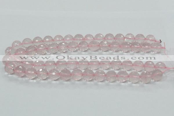 CRQ33 15.5 inches 14mm faceted round natural rose quartz beads