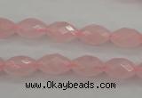 CRQ351 15.5 inches 8*12mm faceted rice rose quartz beads