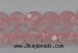 CRQ360 15.5 inches 8mm faceted coin rose quartz beads wholesale