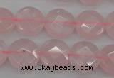 CRQ362 15.5 inches 15mm faceted coin rose quartz beads wholesale