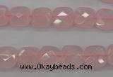 CRQ366 15.5 inches 10*10mm faceted square rose quartz beads