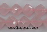 CRQ370 15.5 inches 12*12mm faceted diamond rose quartz beads