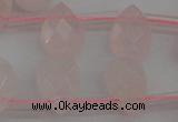 CRQ378 15.5 inches 8*12mm faceted briolette rose quartz beads