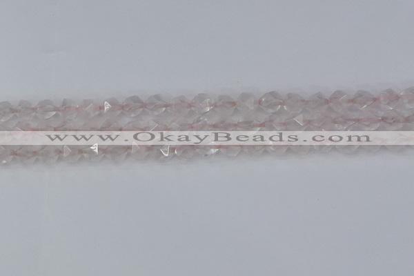 CRQ401 15.5 inches 6mm faceted nuggets rose quartz beads