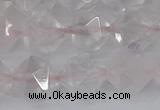 CRQ403 15.5 inches 10mm faceted nuggets rose quartz beads