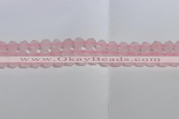 CRQ407 15.5 inches 8mm faceted nuggets matte rose quartz beads