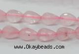 CRQ42 15.5 inches 8*12mm faceted teardrop natural rose quartz beads