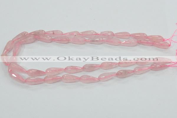 CRQ44 15.5 inches 8*20mm faceted teardrop natural rose quartz beads