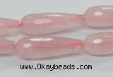 CRQ45 15.5 inches 10*30mm faceted teardrop natural rose quartz beads