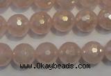 CRQ515 15.5 inches 14mm faceted round AB-color rose quartz beads