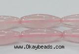 CRQ57 15.5 inches 10*30mm rice natural rose quartz beads wholesale