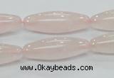 CRQ58 15.5 inches rice 10*30mm natural rose quartz beads wholesale