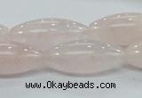 CRQ59 15.5 inches 12*30mm rice natural rose quartz beads wholesale