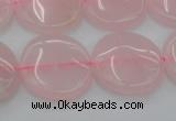 CRQ603 15.5 inches 18mm flat round rose quartz beads wholesale