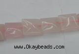 CRQ622 15.5 inches 12*12mm square rose quartz beads wholesale