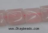 CRQ624 15.5 inches 16*16mm square rose quartz beads wholesale