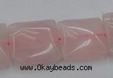 CRQ626 15.5 inches 20*20mm square rose quartz beads wholesale