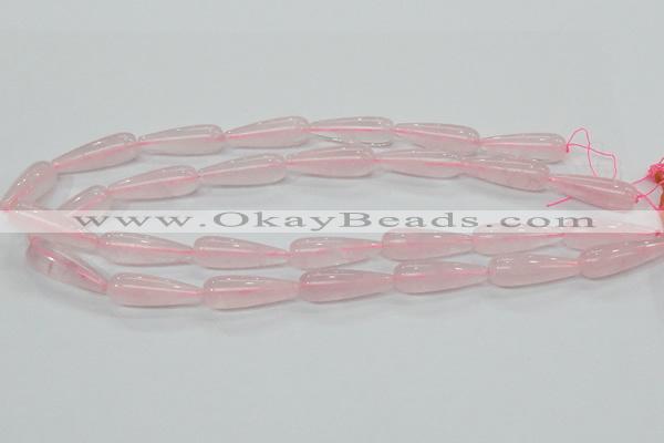 CRQ63 15.5 inches 10*30mm teardrop natural rose quartz beads wholesale