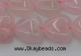 CRQ633 15.5 inches 20*20mm heart rose quartz beads wholesale