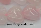 CRQ634 15.5 inches 22*22mm heart rose quartz beads wholesale