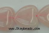 CRQ635 15.5 inches 30*30mm heart rose quartz beads wholesale