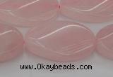 CRQ645 15.5 inches 18*25mm twisted oval rose quartz beads