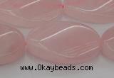 CRQ646 15.5 inches 20*30mm twisted oval rose quartz beads