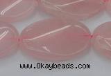 CRQ647 15.5 inches 25*35mm twisted oval rose quartz beads