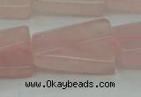 CRQ650 15.5 inches 18*25mm twisted rectangle rose quartz beads