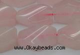 CRQ653 15.5 inches 15*20mm twisted hexagon rose quartz beads