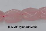 CRQ657 15.5 inches 15*20mm faceted rectangle rose quartz beads