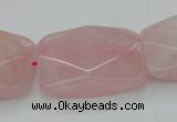 CRQ658 15.5 inches 22*30mm faceted rectangle rose quartz beads