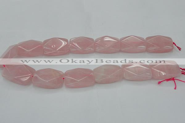 CRQ658 15.5 inches 22*30mm faceted rectangle rose quartz beads