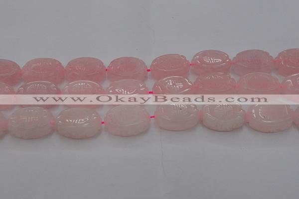 CRQ665 15.5 inches 18*25mm carved oval rose quartz beads