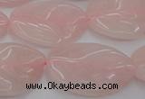 CRQ668 15.5 inches 22*30mm carved leaf rose quartz beads